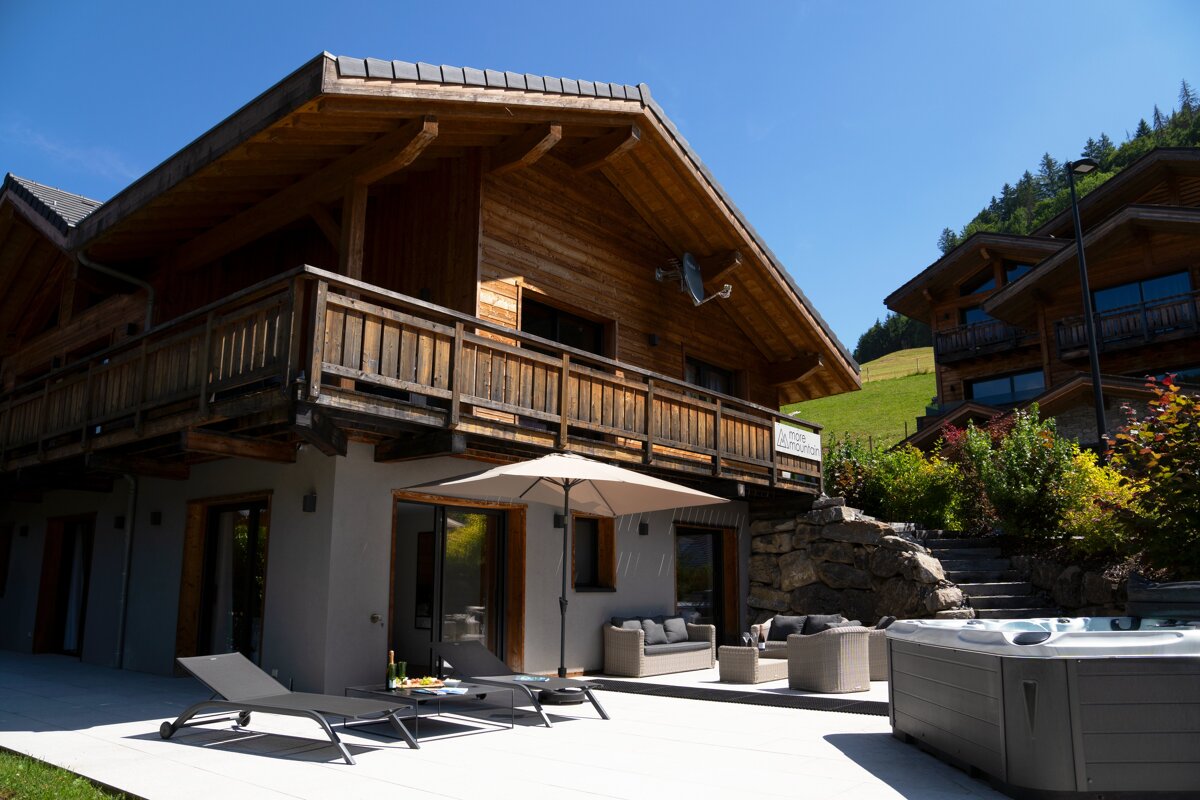 A house with a sign on the side that says chalet