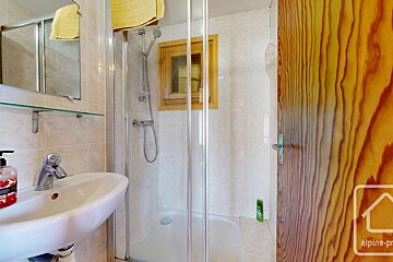 A bathroom with the word alpine on the door