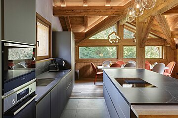 A bosch oven sits in a kitchen next to a sink