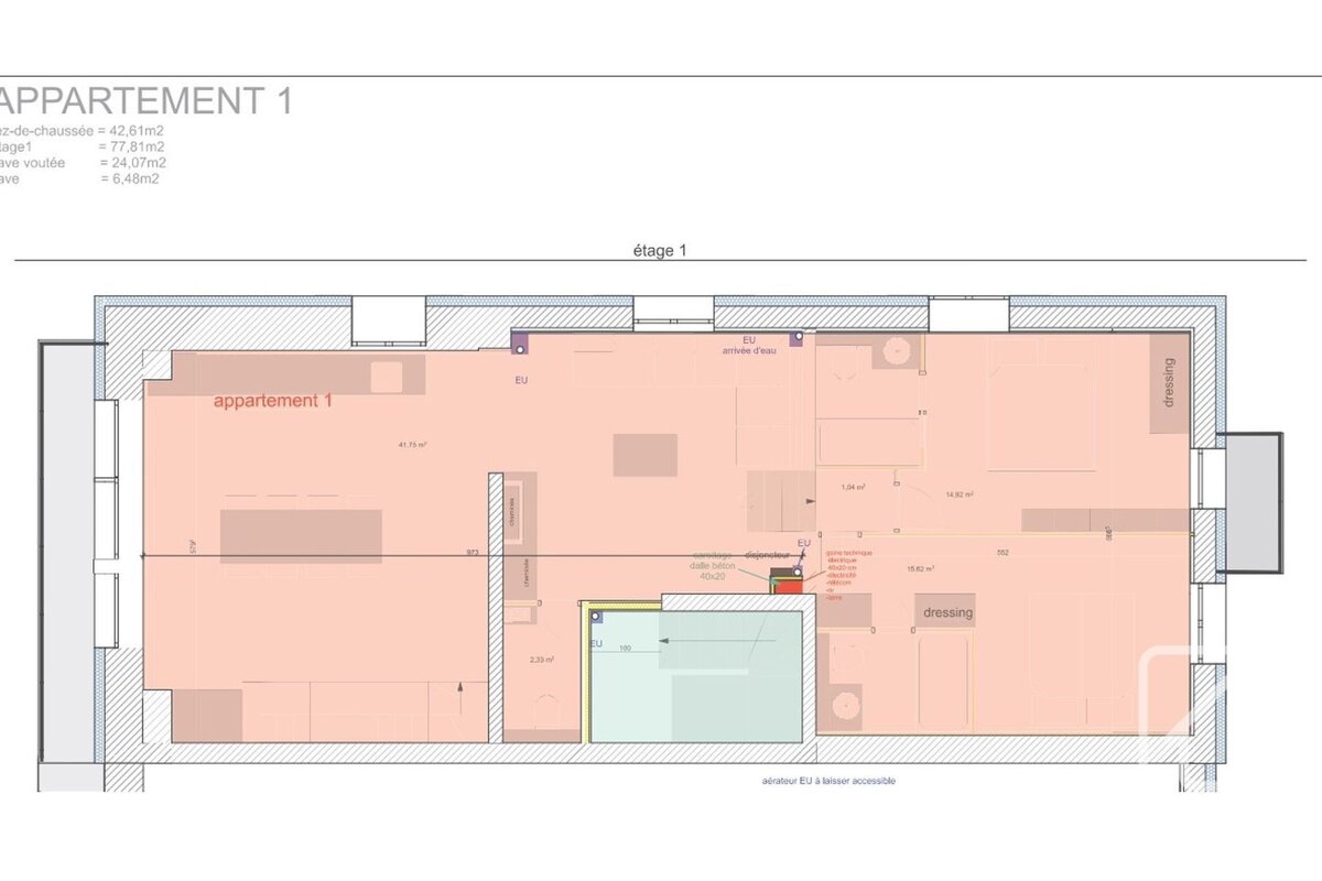 A floor plan of an apartment with the word appartement on it
