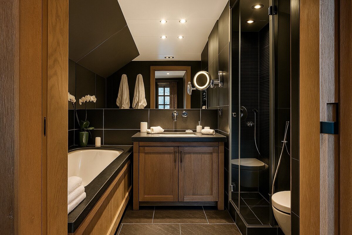 A bathroom with a sink and a toilet