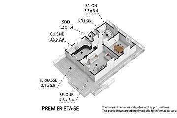 An isometric floor plan of a house with the words premier etage at the bottom