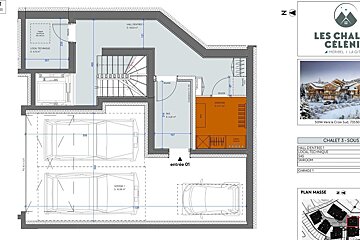 A floor plan of a chalet with the word chalet on it