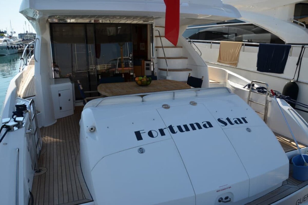 A boat with the name fortuna star on it