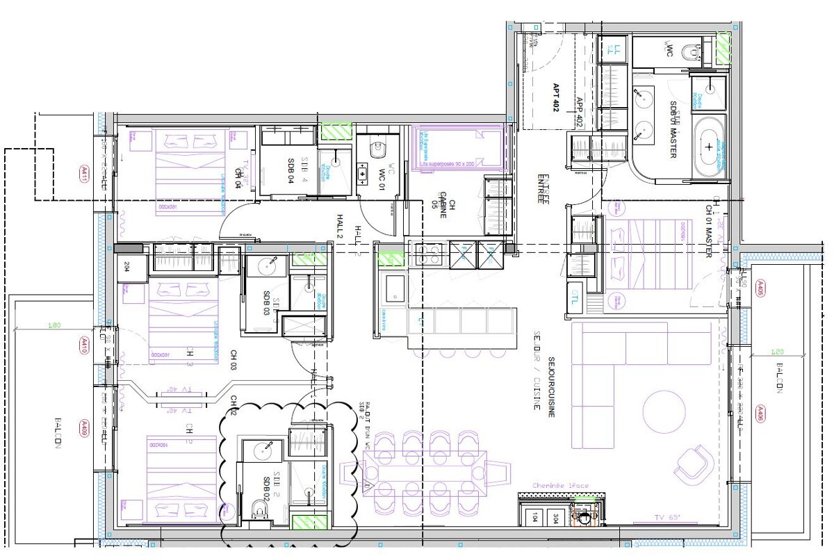 A floor plan of a house with a balcony