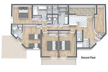 A floor plan of a house shows the ground floor