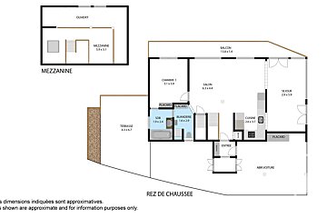 A floor plan of a house with the word mezzanine at the top