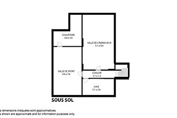 A black and white floor plan of a basement (