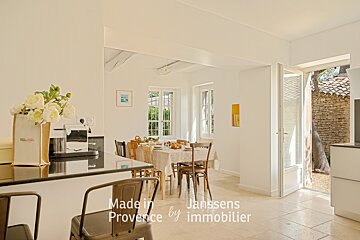 A kitchen with the words made in janssens provence by immobilier