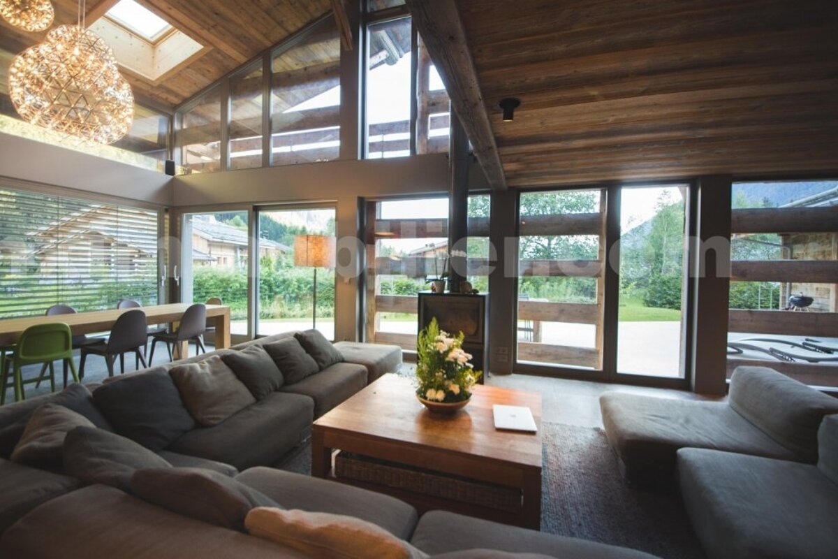 a large lounge space in a chalet