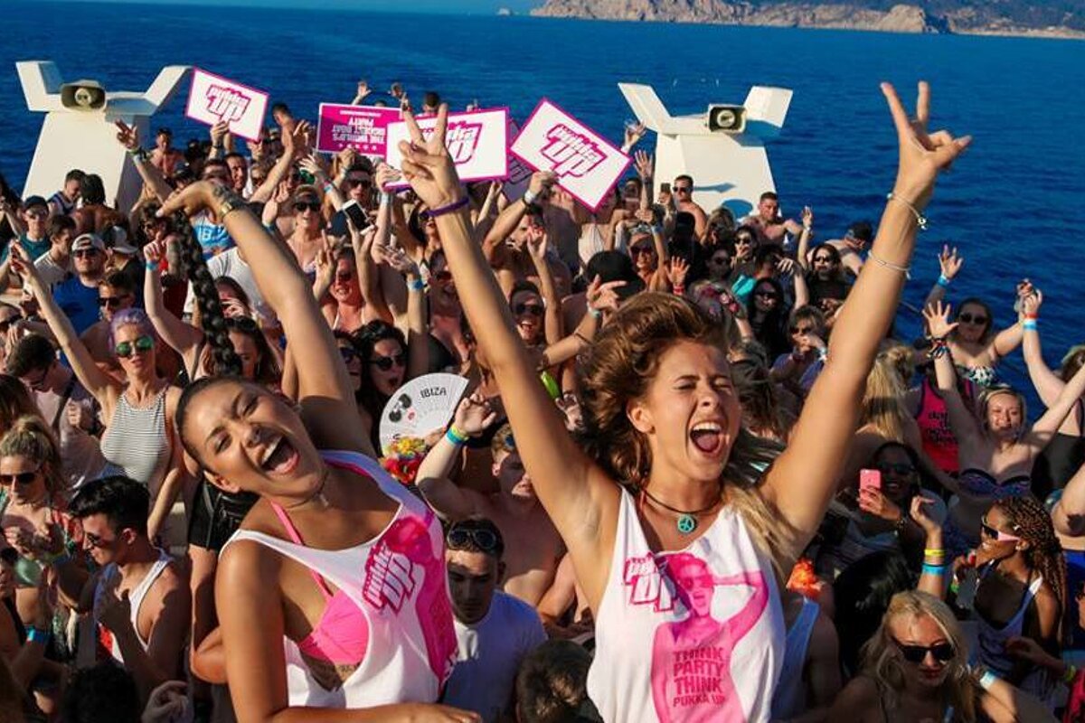 Pukka Up boat party in san antonio bay ibiza