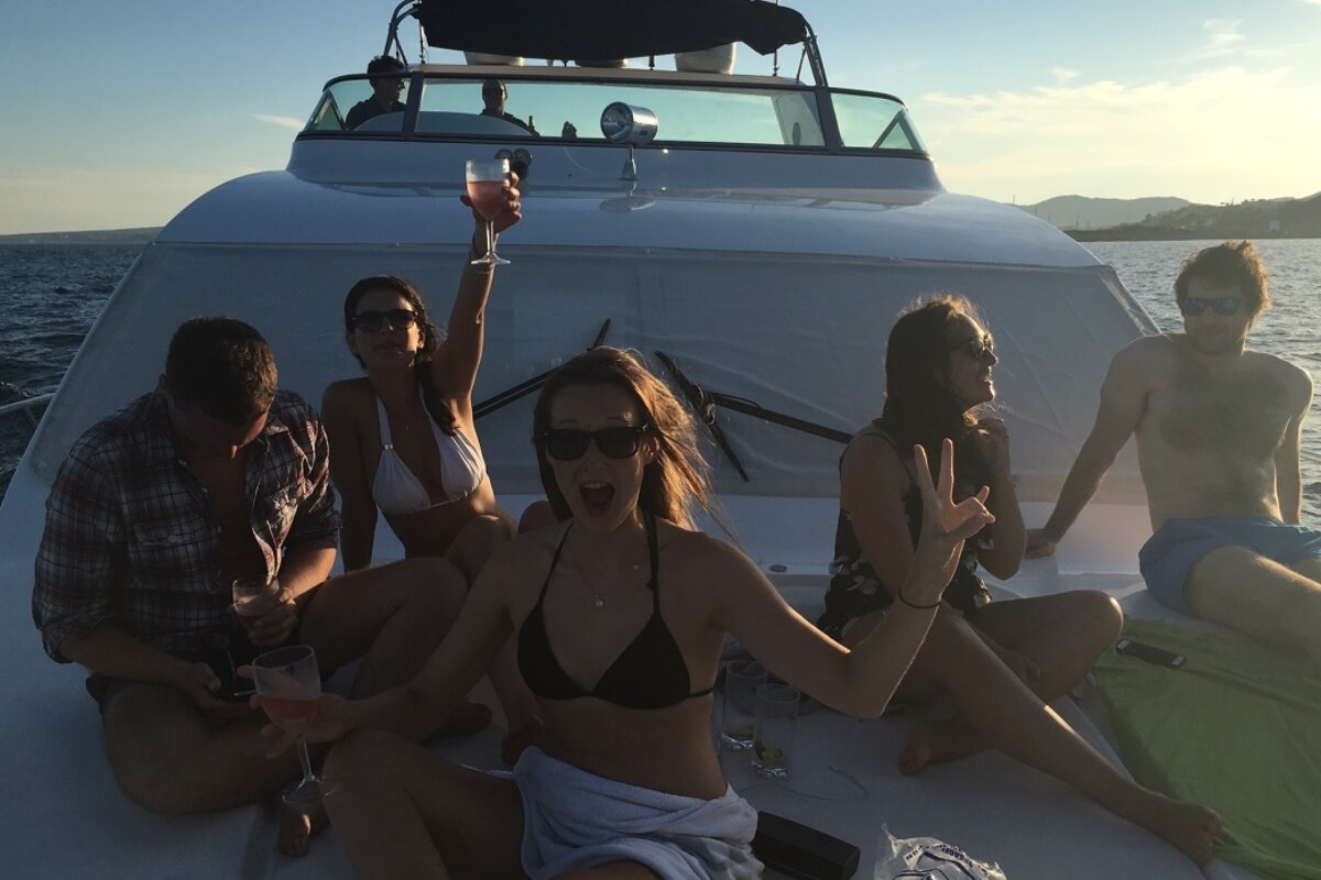 Sundowners on deck of a yacht in mallorca