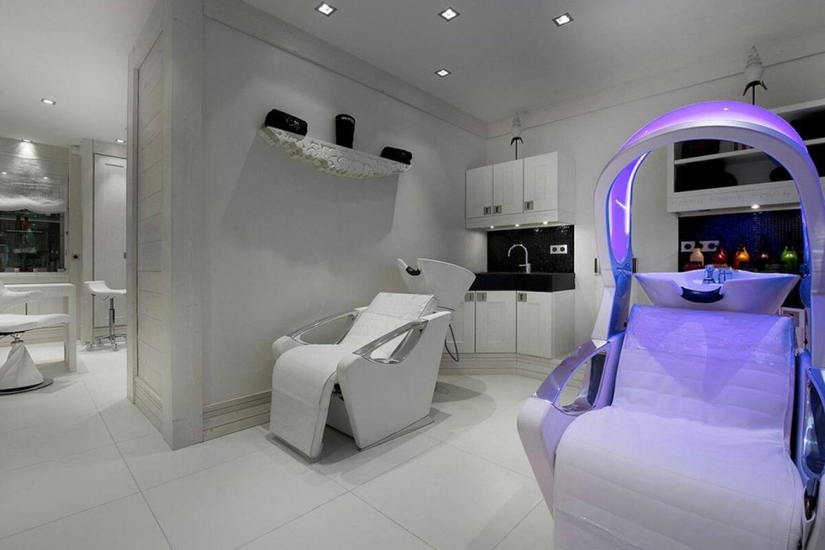 a space age loking spa in a hotel