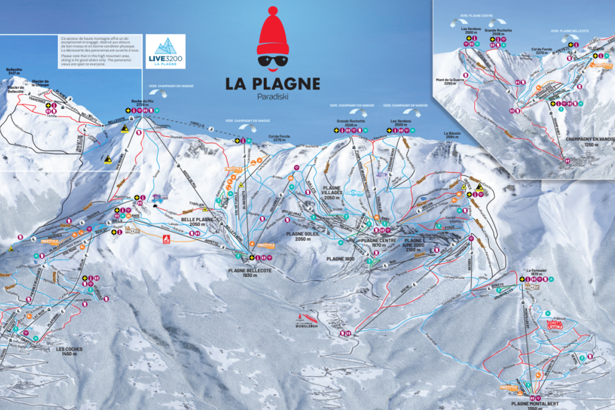 la plagne ski map Maps Piste Maps Of La Plagne Seelaplagne Com la plagne ski map