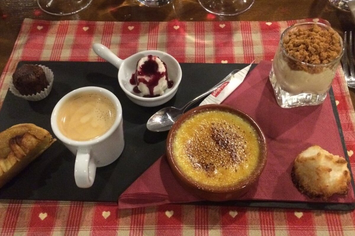 a dessert at a restaurant in morzine