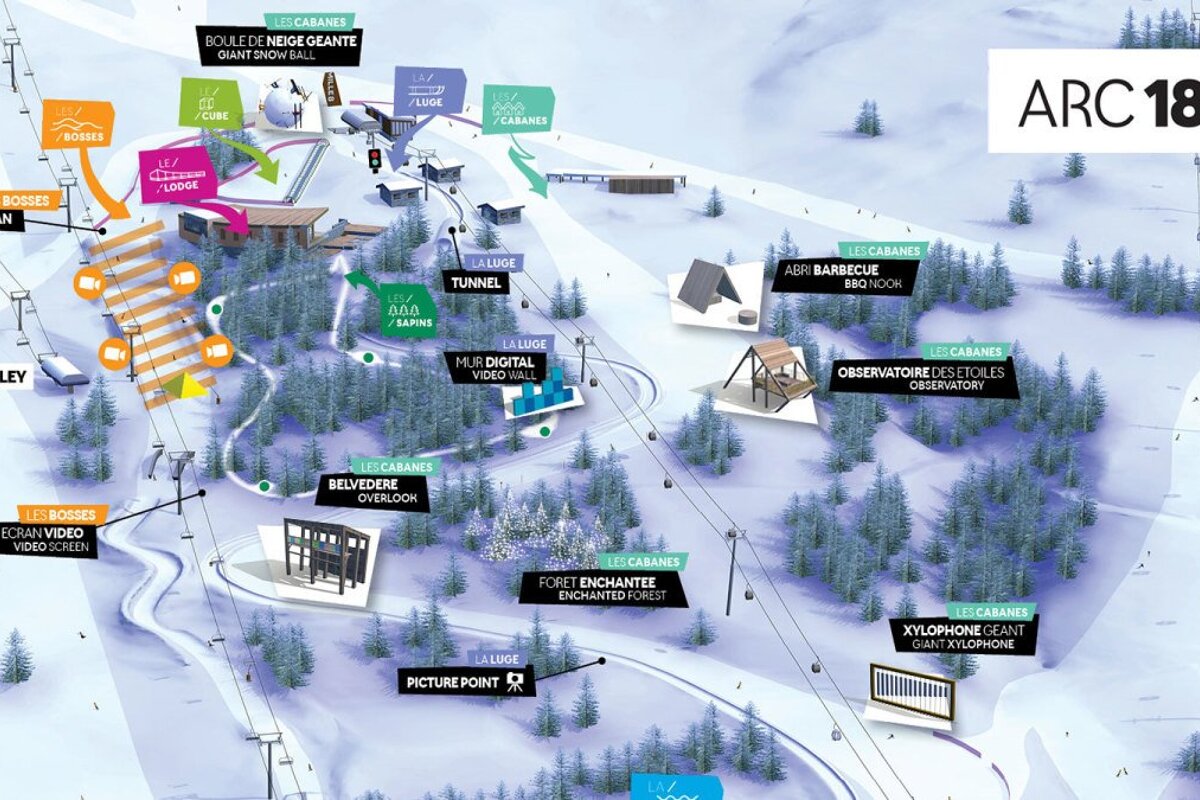 a plan of Mille 8 leisure zone in les arcs