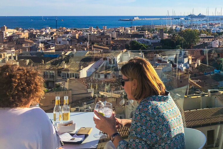 The rooftop terrace at Hotel Almudaina