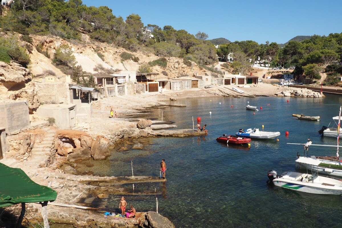 The boat huts in cala Corral in the south west of ibiza