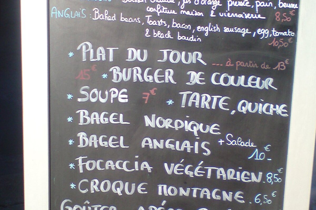 a blackboard at a restaruant