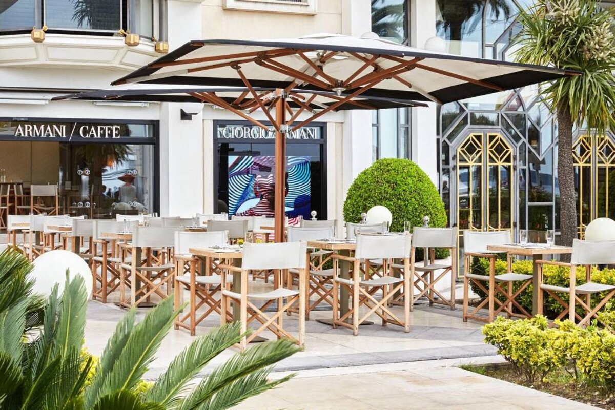 the terrace of cafe armani in cannes