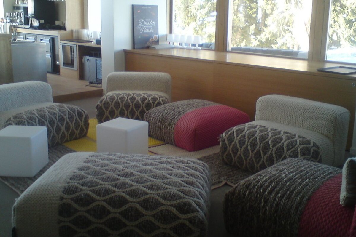 a comfy seating area in a les arcs restaurant