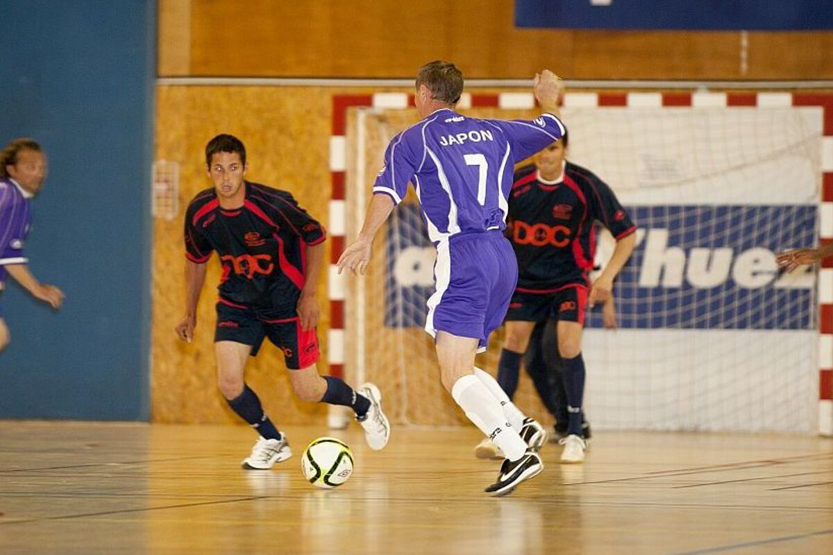 an indoor football tournament in alpe dhuez