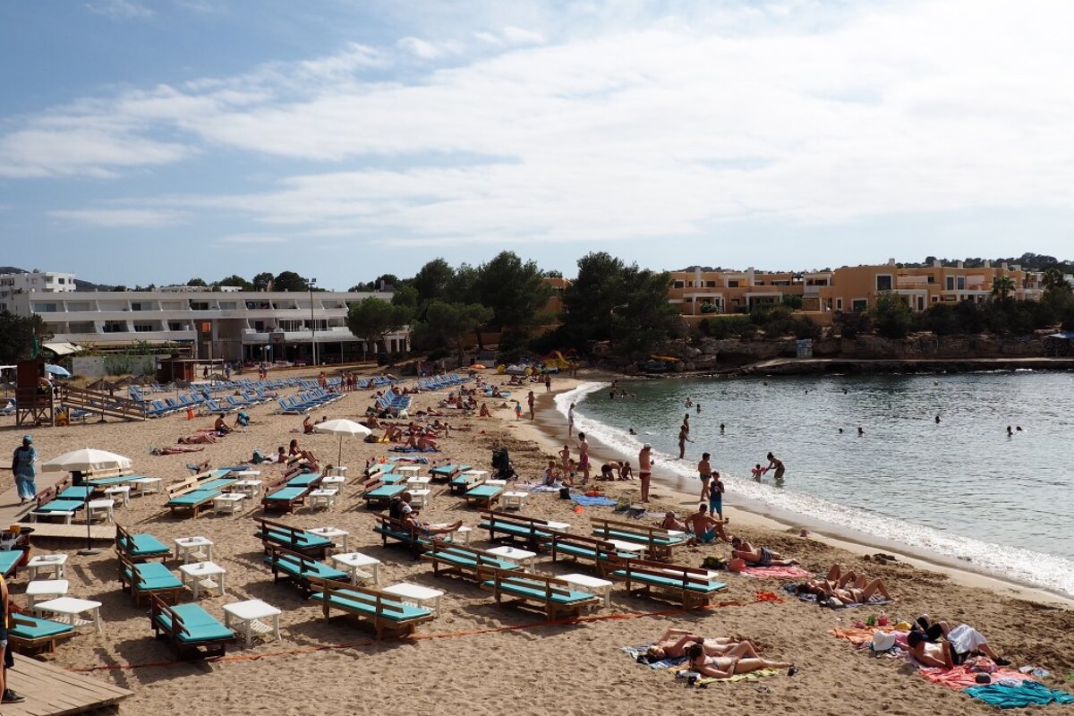 The beach at port des torrent in ibiza
