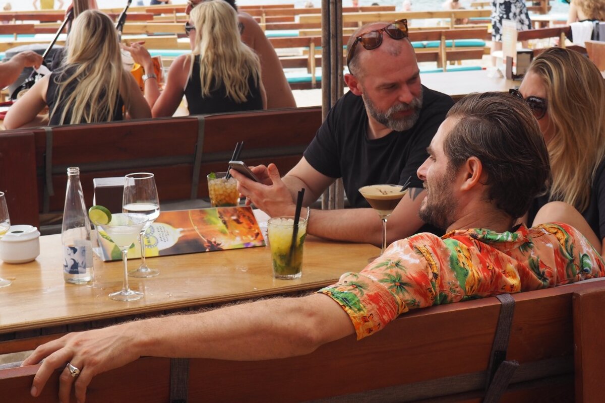 cocktails at one of the beach restaurants in port des torrent ibiza