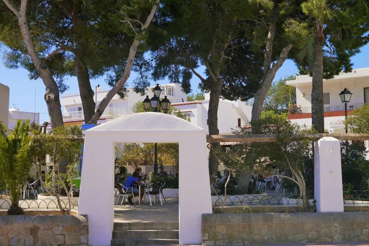 a cafe and roadside terrace in sant josep in south west ibiza