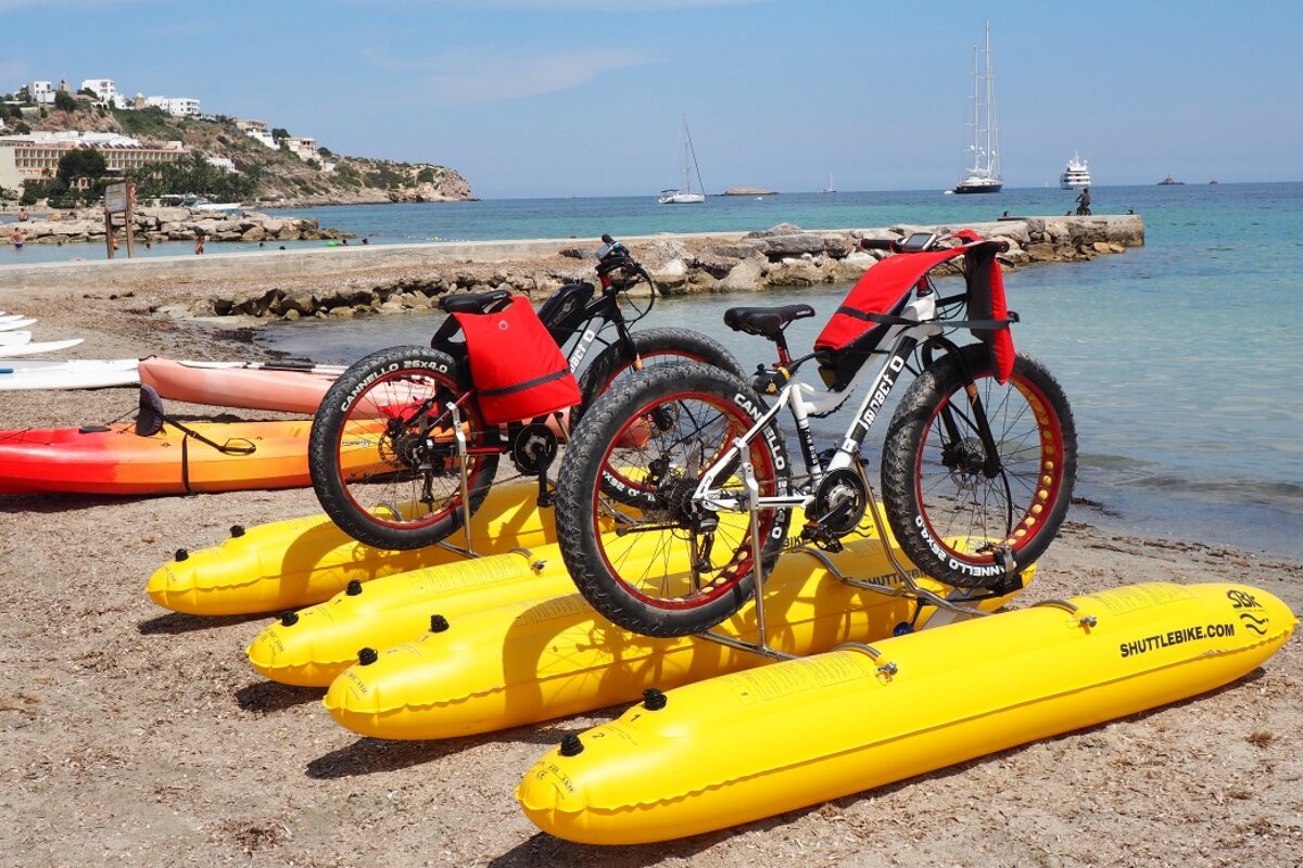 bike shuttles on figueretes beach near ibiza town