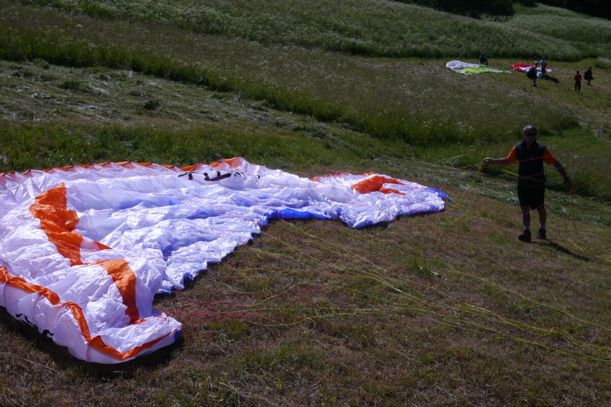 a parapente wing on the ground