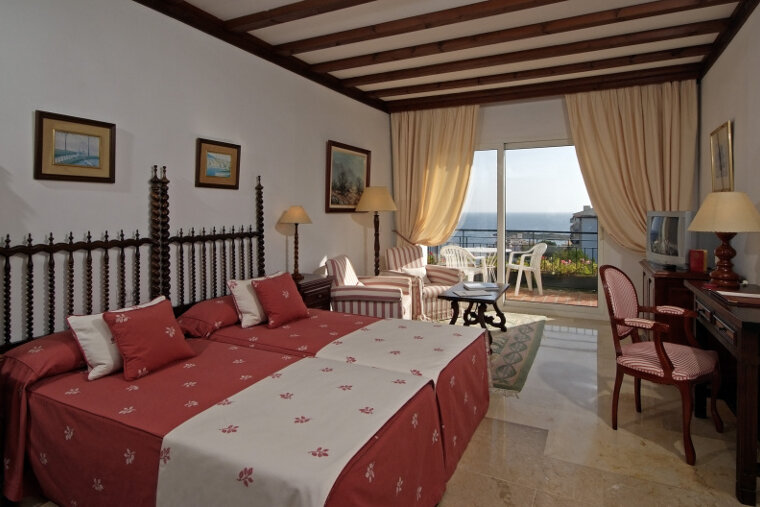 A twin bedroom in the hotel