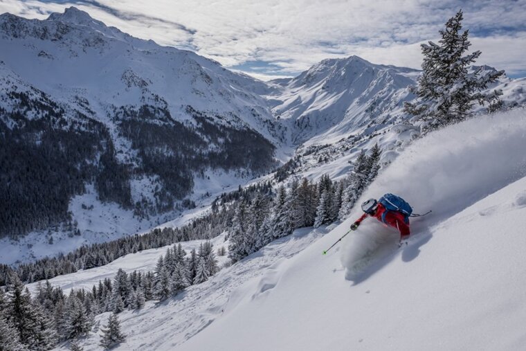 Backcountry skiing in La Plagne