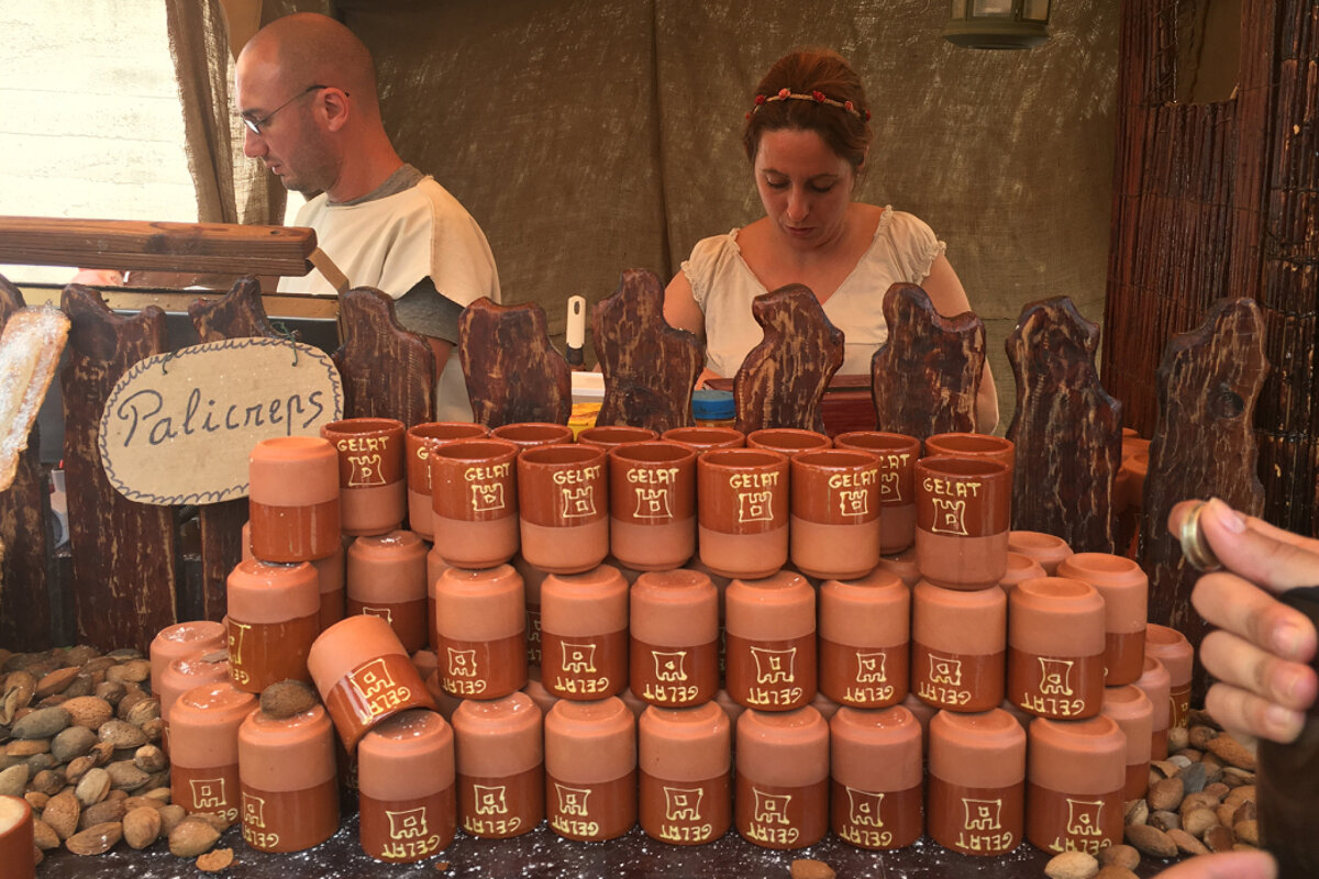 locally made almond ice cream for sale at Capdepera in mallorca