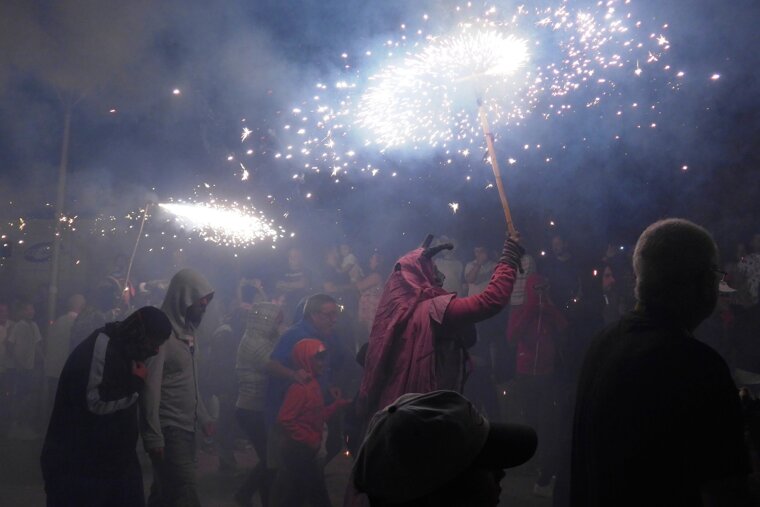 The devils leaving the way during the Correfoc
