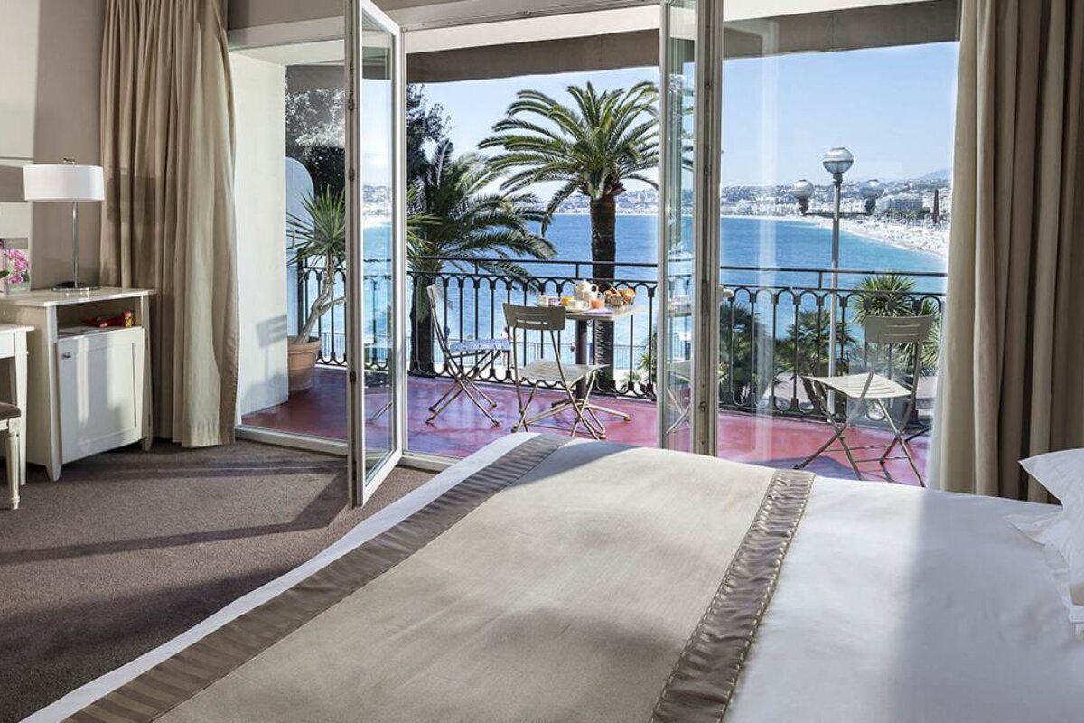 a view from one of the rooms of the hotel suisse in nice
