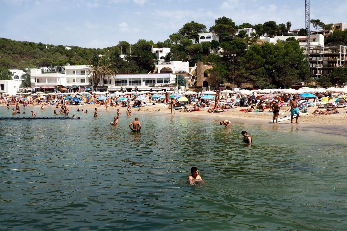 Enclosed swimming space at cala vadella beach in south west ibiza