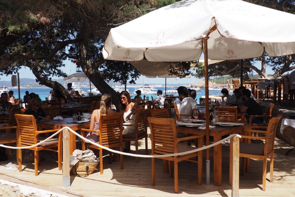One of five restaurants in cala bassa beach ibiza