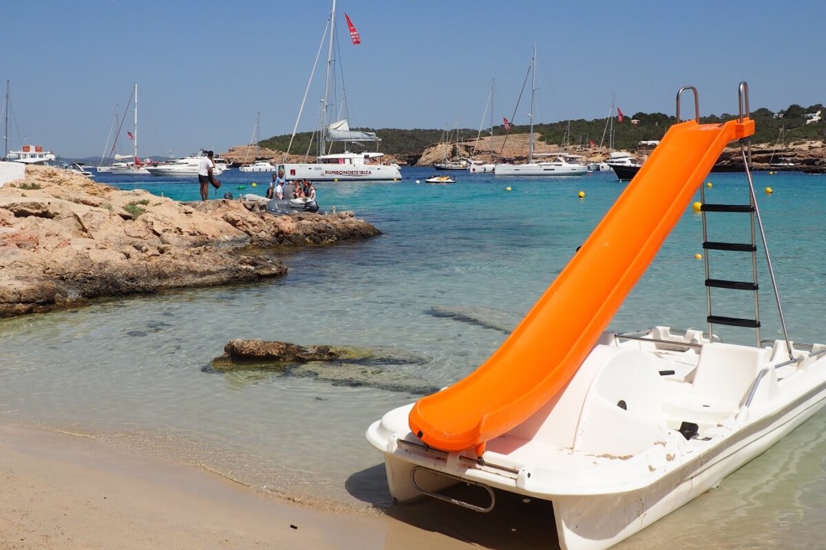 watersports activities for everyone - pedalo on the beach at cala bassa