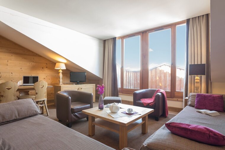 A living room in one of the apartments