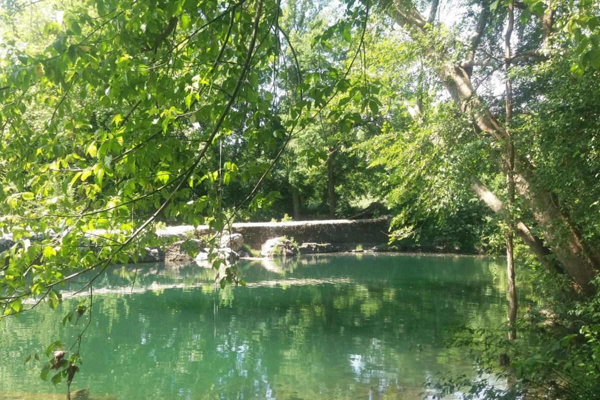 Swimming pool on the river ceze in provence