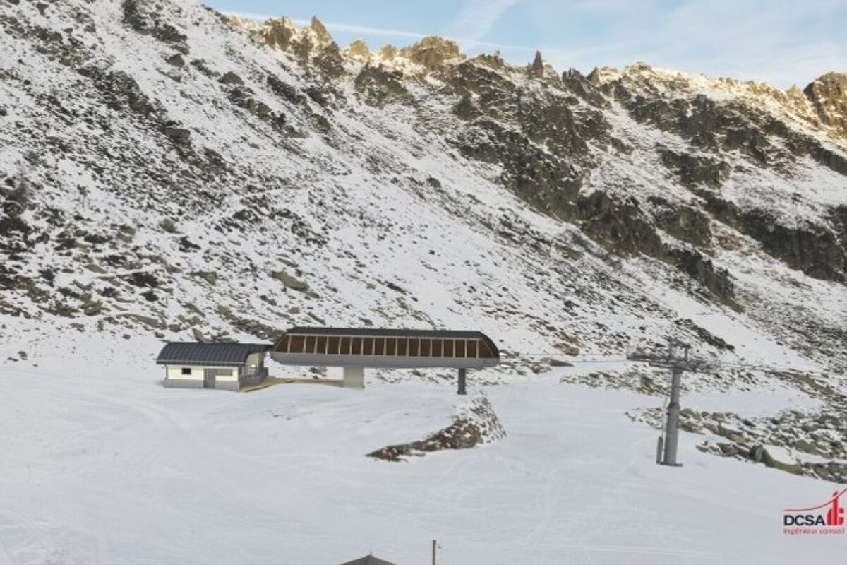 an artists impression of a chair lift in chamonix