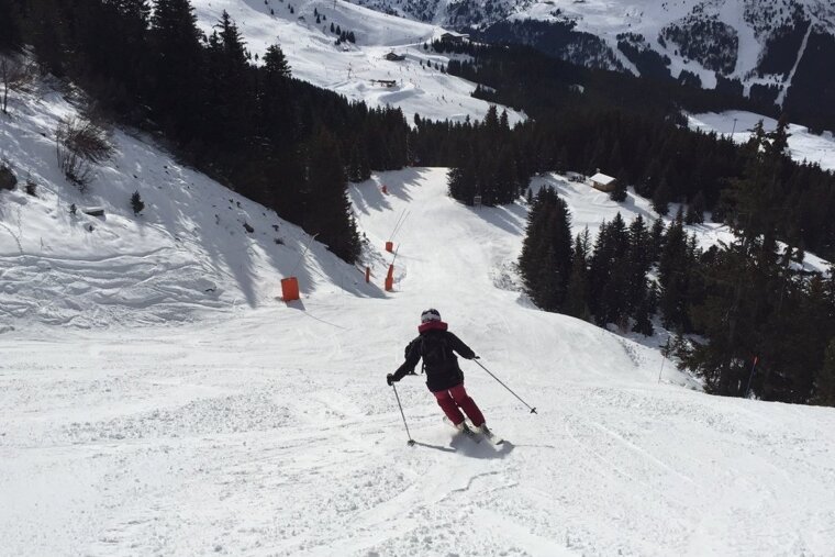 Note the picnic hut, skier's right