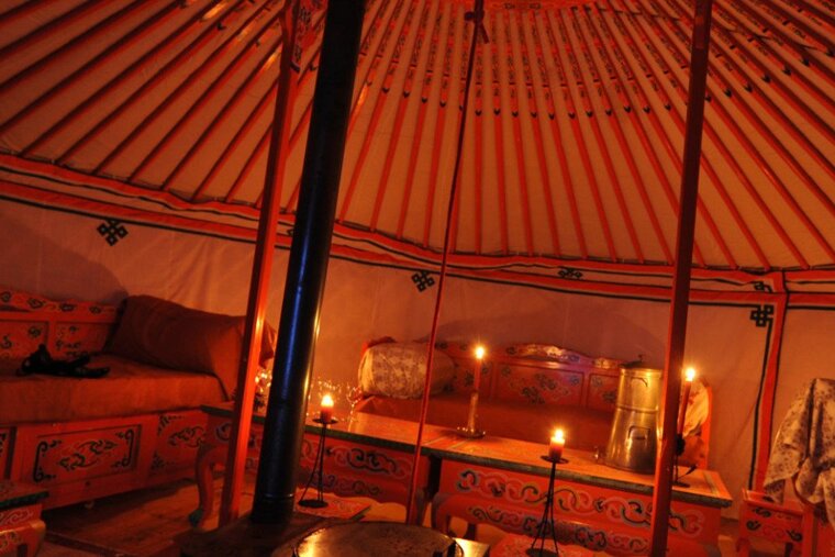Interior of a yurt in Val Thorens