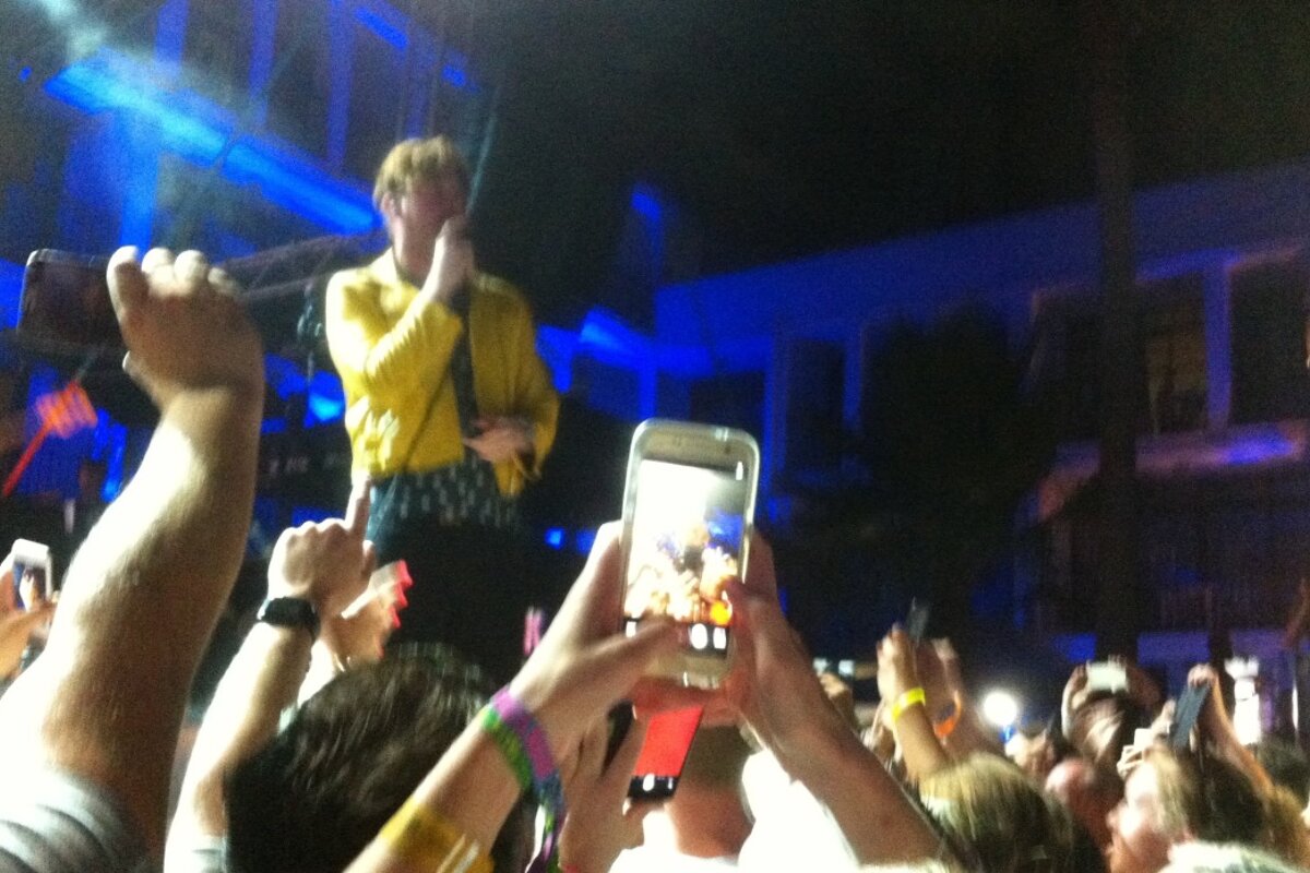 Ricky in his yellow leather jacket at ibiza rocks in san antonio