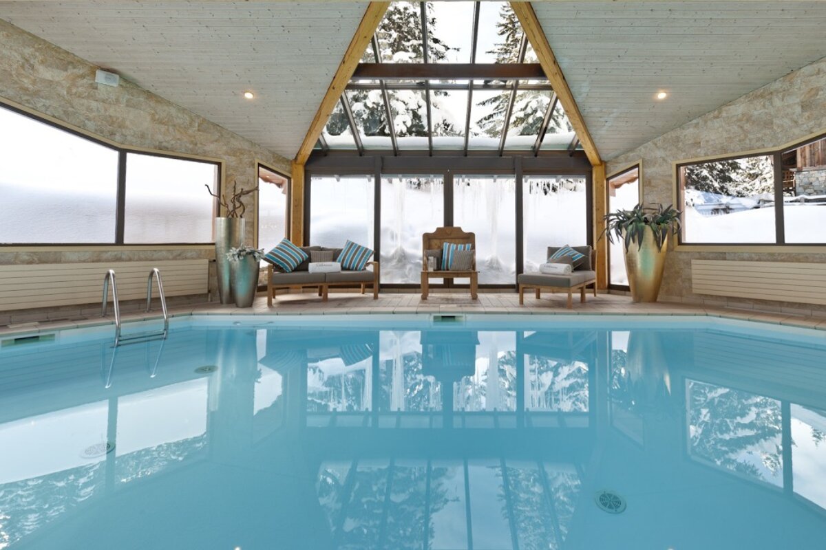 the pool at a spa in courchevel