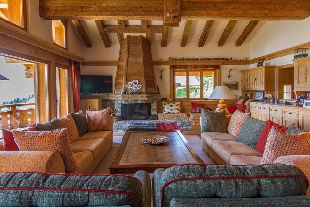 a living room in a chalet in verbier