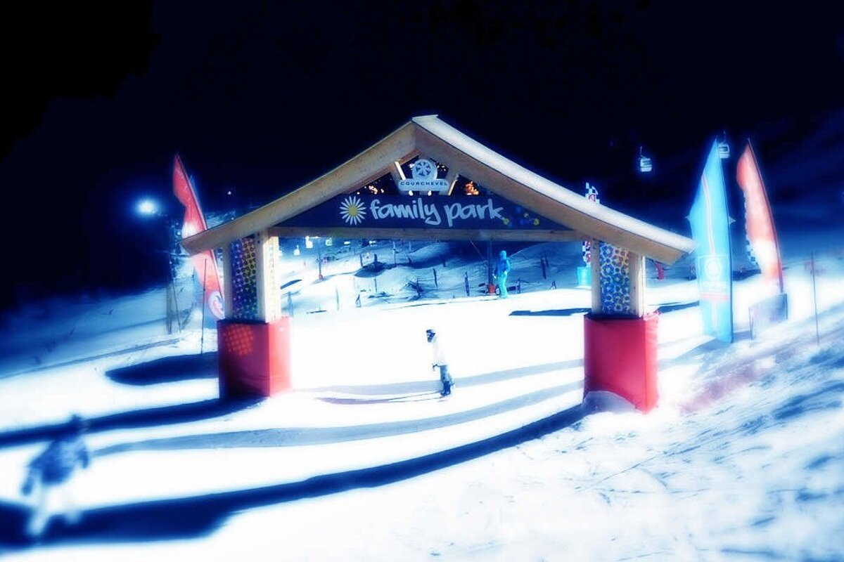 the family park at verdons in courchevel during night skiing