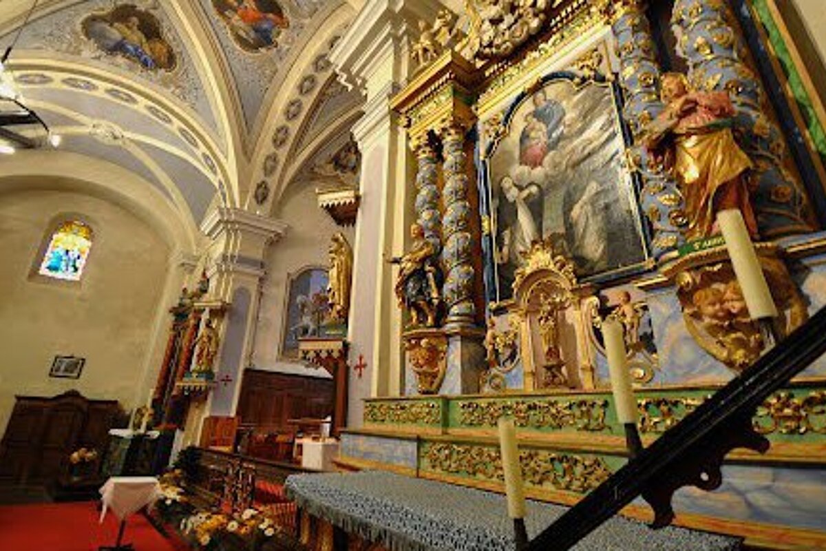 the interior of les allues church