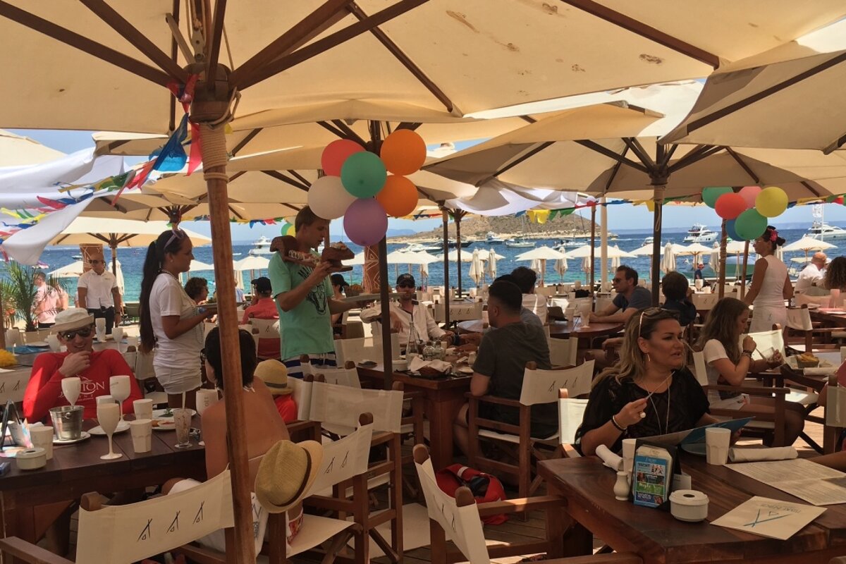 Dining terrace area at nikki beach mallorca